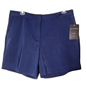 Zac And Rachel Shorts Women’s Size 12 Navy Blue Scallop Pocket Trim Stretch NWT